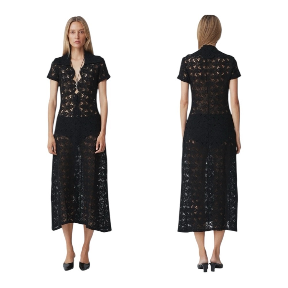 NWT Beaufille Black Crochet Ellis Dress Size XL